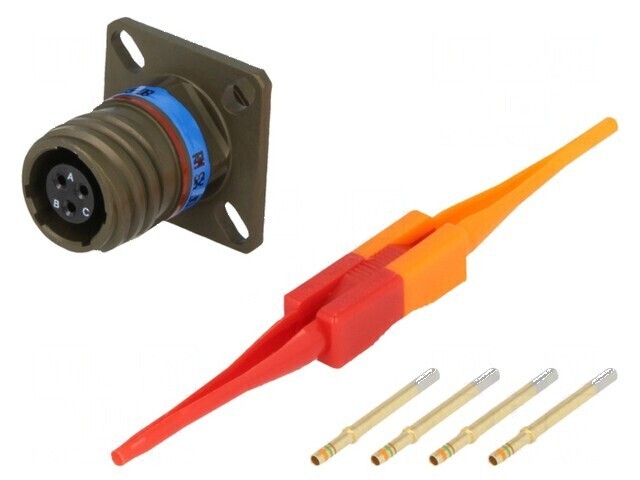 Conector militar PIN: 3 dimensiune 9 oliv crimpat