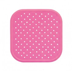 Covoras antiderapant din cauciuc natural pentru cada cu ventuze Roz, 56x56 cm, Sanger