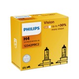 Set 2 Becuri Far H4 P43T 60 55W 12V Vision Philips