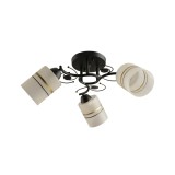 Cumpara ieftin Candelabru Klausen Certis PL3 Essential 52x22 cm, corp iluminat tavan 3xE27, metal negru auriu sticla alba, lustra eleganta living dormitor design