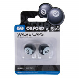 Capace ventil moto Oxford No 8 Ball, negru/alb