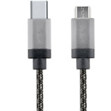 Cablu de date Star USB-C la Micro USB 1m Aluminiu Alb Negru