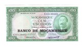 Bancnota Mozambic 100 escudos 1976 cu suprastampila, stare foarte buna