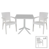 Cumpara ieftin Set de gradina masa si scaune Groovy-Halcyon set 5 piese plastic alb 80x80x74.5cm