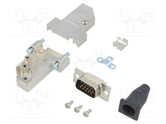 Mufă D-Sub PIN 15 tată lipire pe cablu neagră ENCITECH