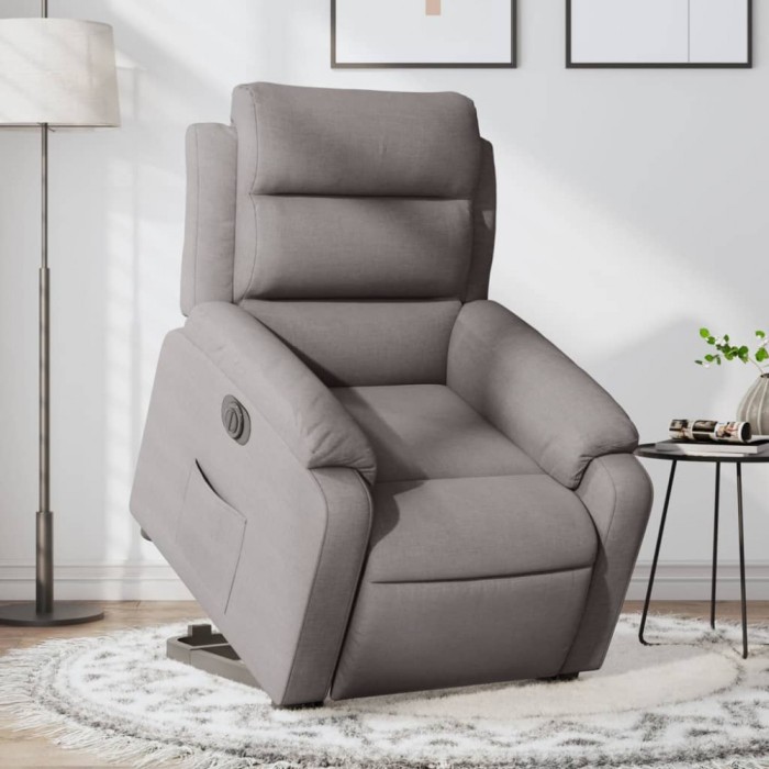 Gossi fotoliu electric rabatabil cu ridicare, gri taupe, textil