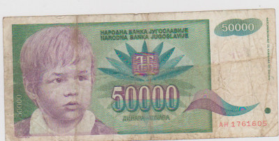 BANCNOTA 50000 DINARI 1992 JUGOSLAVIA foto