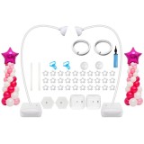 Cumpara ieftin Kit complet pentru aranjare baloane, alb, suport cu baze, tije flexibile si accesorii montaj, pompa inclusa, structura reutilizabila pentru aniversari