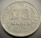 Cumpara ieftin Moneda istorică 25 CENTS - OLANDA, anul 1942 * cod 5019, Europa, Zinc