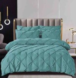 Cumpara ieftin Lenjerie pat dublu cu pliuri,cearceaf cu elastic,bumbac finet,6 piese,albastru deschis-A766, Jojo Home