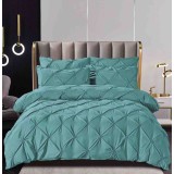 Lenjerie pat dublu cu pliuri,cearceaf cu elastic,bumbac finet,6 piese,albastru deschis-A766