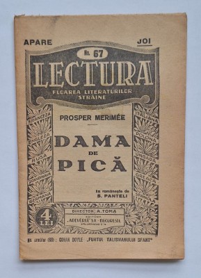 LECTURA nr. 67 &amp;ndash; Prosper M&amp;eacute;rim&amp;eacute;e &amp;bdquo;Dama de pică&amp;rdquo; &amp;ndash; Adevărul S.A., interbelic foto