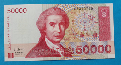 50000 Dinara 1993 Croatia Bancnota SUPERBA - UNC foto