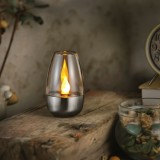 Lampa solara LED tip lumanare cu efect flacara, lumina calda, decor gradina terasa exterior