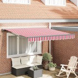 VidaXL Cortina Retractabilă Manual Stripe Roșu și Alb 300x250 cm