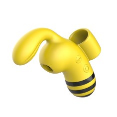 Stimulator Clitoridian Honey, 10 Moduri Vibratii, 5 Moduri Suctiune, Silicon, Galben/Negru, 10.5 cm, Passion Labs