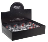 Set 12 globuri brad Craciun sticla transparenta rosie zapada artificiala &Oslash;8 cm
