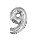Balon Folie Cifra 35 cm Argintiu-Tip Cifra 9