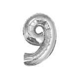 Balon Folie Cifra 35 cm Argintiu-Tip Cifra 9