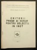 Sport INOT &ndash; CRITERII PROBE NORME pt Selectie UZ INTERN 45 pag, tabele