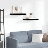 vidaXL Rafturi de perete, 2 buc., negru extralucios, 50x23x3,8 cm, MDF 323767