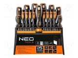 NEO TOOLS Kit șurubelnițe 37 piese Phillips, plat, Torx, magnetic, cu stativ