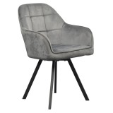 Cumpara ieftin Fotoliu catifea gri metal negru pivotant Samanta 57x59x88 cm