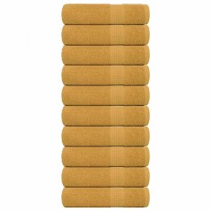 vidaXL Prosoape de baie 10 buc Aur 100x150 cm 360 g/m&sup2; 100% bumbac