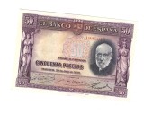 Bancnota Spania 50 pesetas 22 iulie 1935, aproape UNC