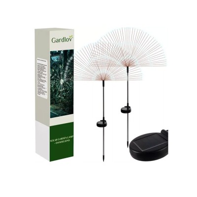 Lampa solara gradina, aspect papadie, set 2 bucati, 150 LED-uri alb rece, inaltime 89 cm foto