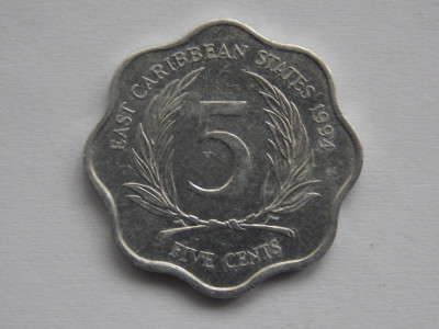 5 CENTS 1994 EAST CARIBBEAN STATES foto