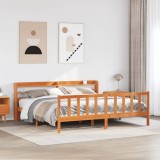 VidaXL Cadru de pat cu tăblie, maro ceruit, 180x200 cm, lemn masiv pin 3306601