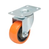 Roata pivotanta din PVC 75x31 mm, fara frana, cu placa otel, 80 kg