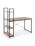 Birou cu rafturi HM Narvik B1, industrial, cadru metalic, PAL melaminat, 120x64x120 cm, stejar sonoma/negru