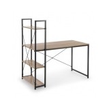 Birou cu rafturi HM Narvik B1, industrial, cadru metalic, PAL melaminat, 120x64x120 cm, stejar sonoma/negru
