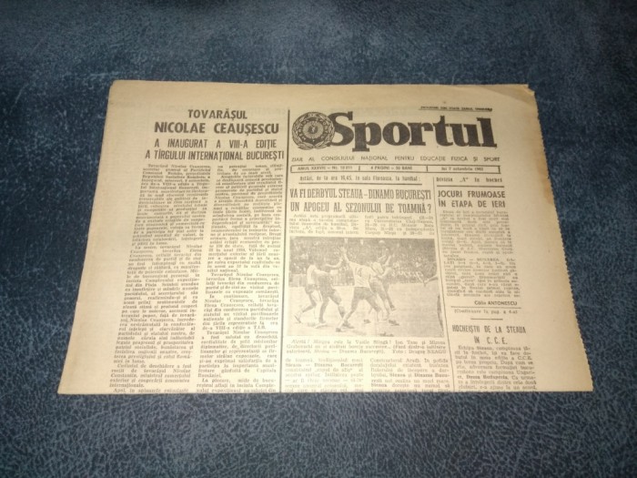 ZIARUL SPORTUL 7 OCTOMBRIE 1982
