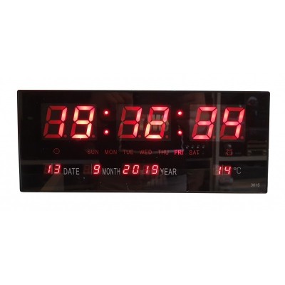 Ceas De Birou Cu LED Rosu , Super Design, Afisare Temperatura , Data , Alarma , Negru foto
