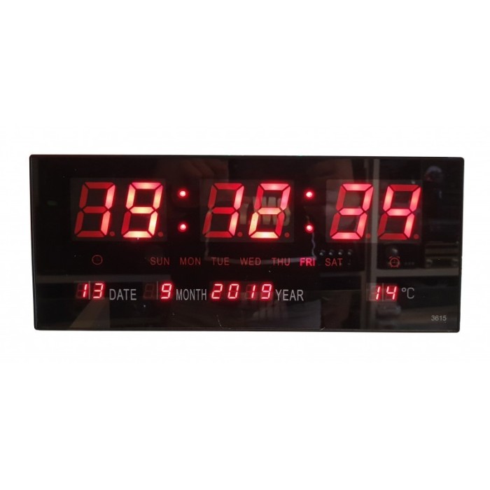 Ceas De Birou Cu LED Rosu , Super Design, Afisare Temperatura , Data , Alarma , Negru