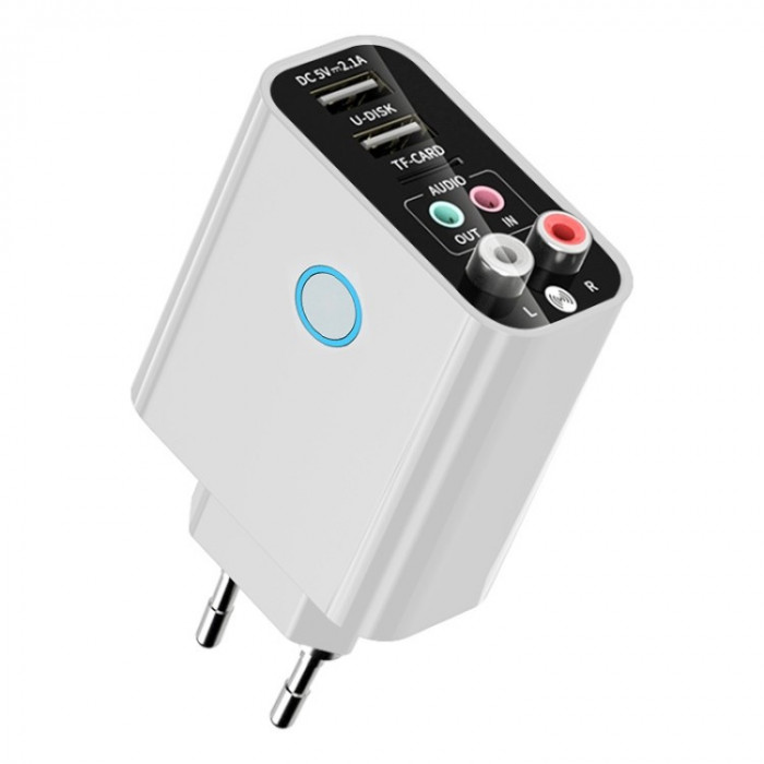Transmitator si receptor, Bluetooth 5.0, pentru sisteme audio : Culoare - alb