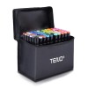 Set 60 Markere Teno&reg;, geanta de depozitare inclusa, 2 tipuri de varf, pe baza de alcool, culori intense,