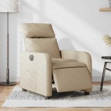vidaXL Fotoliu rabatabil electric, crem, material textil