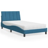 VidaXL Pat cu saltea, Hanko, albastru, 100x200 cm, catifea 3208584