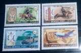 Mongolia 1999 UPU, călăreț,cai,cai ferate,avion, mașini i serie 4v nestampilata, Nestampilat