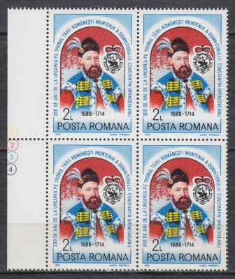 1988 LP 1202 - 300 ANI URCAREA PE TRON C.BRANCOVEANU BLOC DE 4 TIMBRE MNH foto