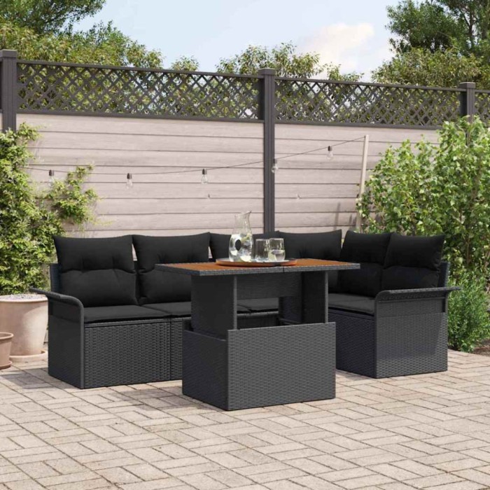 vidaXL Set de canapele pentru grădină 6 pcs Negru 100 x 55 x 73 cm 3349337