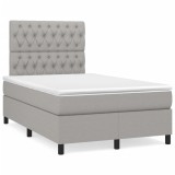 vidaXL Pat box spring cu saltea, gri deschis, 120x190 cm, textil 3269902