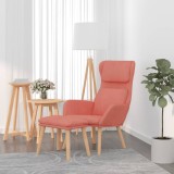 VidaXL Scaun de relaxare cu taburet, roz, catifea