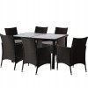 Set mobilier gradina/terasa, maro inchis si bej, ratan sintetic, 1 masa, 6 fotolii, Riviera GartenVIP DiyLine, Chomik
