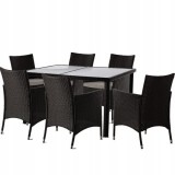 Set mobilier gradina/terasa, maro inchis si bej, ratan sintetic, 1 masa, 6 fotolii, Riviera GartenVIP DiyLine, Chomik