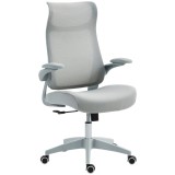 HOMCOM Scaun de birou ergonomic cu cotiere reglabile și tetieră, gri | Aosom Romania